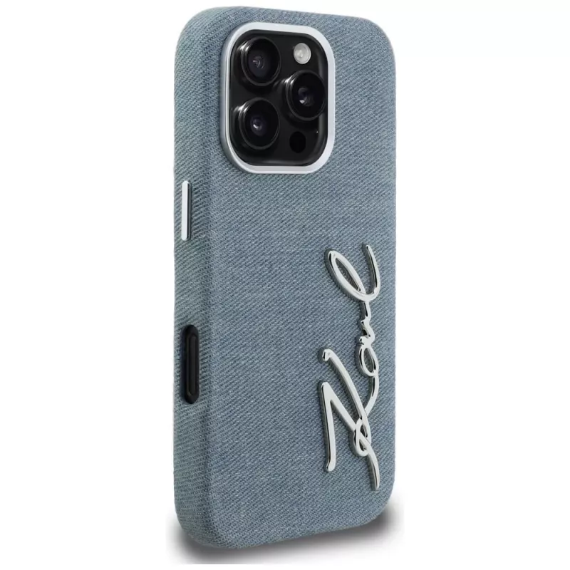 KARL LAGERFELD FW Jeans Signature Logo Case voor iPhone 16 Pro Max, blauw