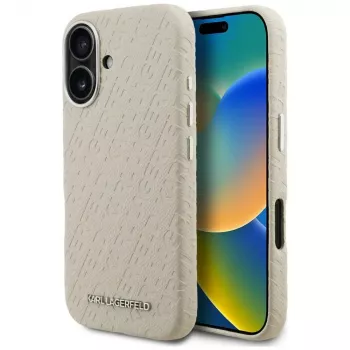 Karl Lagerfeld FW Stamped Karl MagSafe Case voor iPhone 16 beige