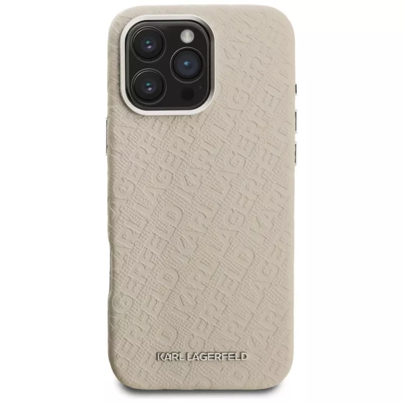 Karl Lagerfeld FW Stamped Karl MagSafe Case voor iPhone 16 Pro beige