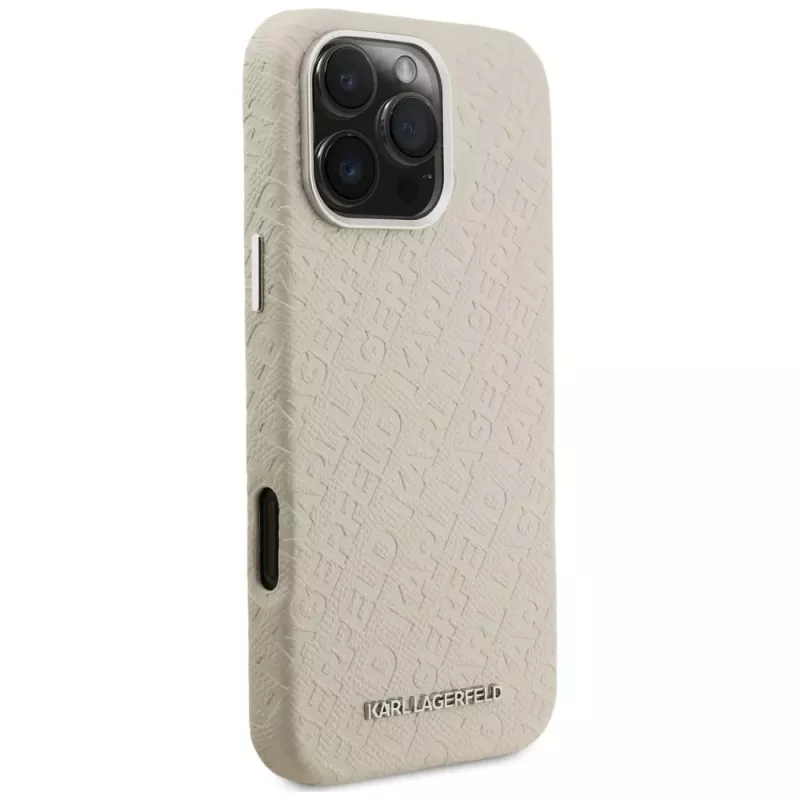 Karl Lagerfeld FW Stamped Karl MagSafe Case voor iPhone 16 Pro beige