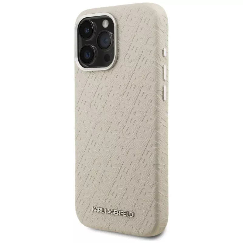 KARL LAGERFELD FW Stamped Karl MagSafe Case voor iPhone 16 Pro Max, beige
