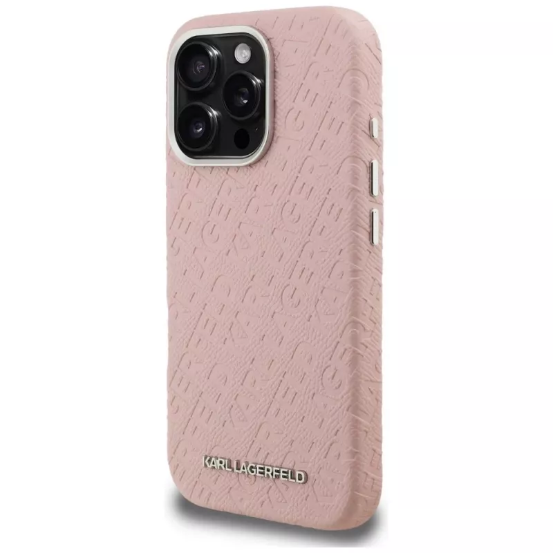 Karl Lagerfeld FW Stamped Karl MagSafe Case voor iPhone 16 Pro roze