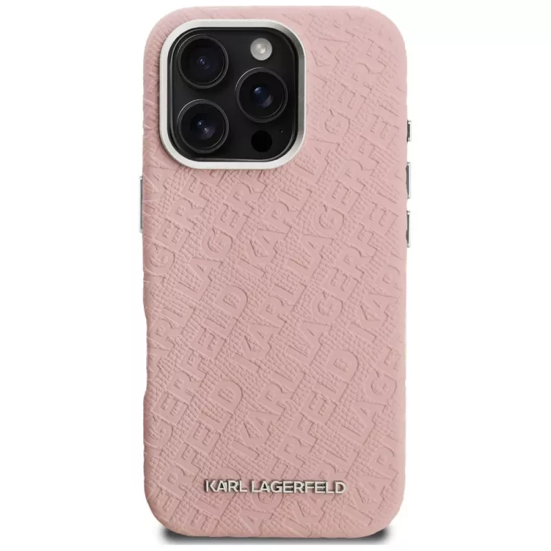 Karl Lagerfeld FW Stamped Karl MagSafe Case voor iPhone 16 Pro roze