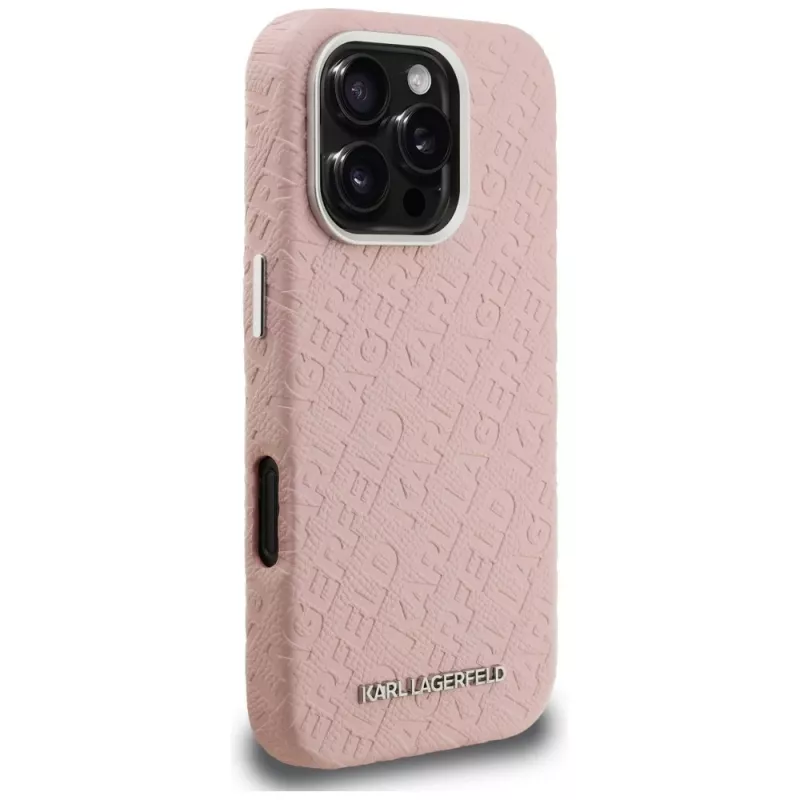Karl Lagerfeld FW Stamped Karl MagSafe Case voor iPhone 16 Pro roze