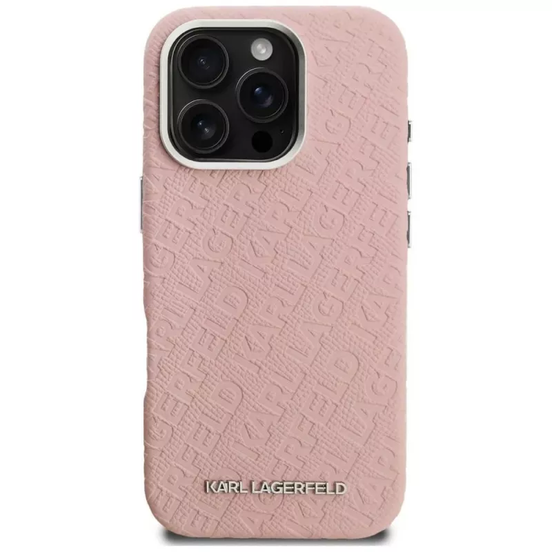 Karl Lagerfeld FW Stamped Karl MagSafe Case voor iPhone 16 Pro Max roze