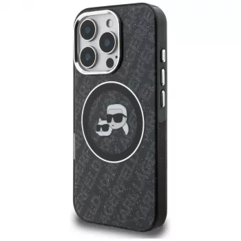 KARL LAGERFELD IML Glitter Karl & Choupette Heads Logo MagSafe Case voor iPhone 16 Pro Max, zwart