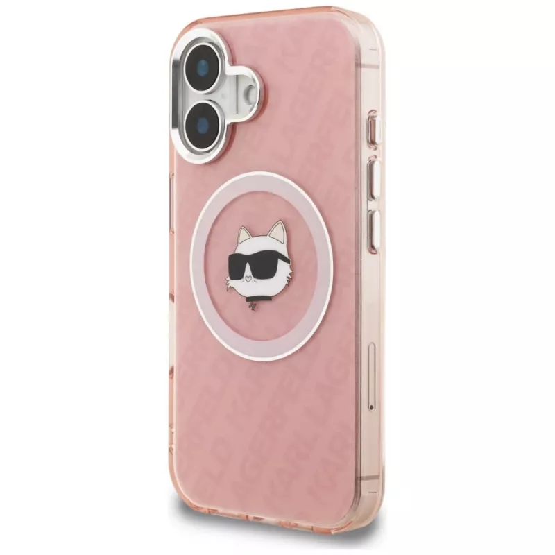 Karl Lagerfeld IML Choupette Head Logo MagSafe Case voor Apple iPhone 16, roze