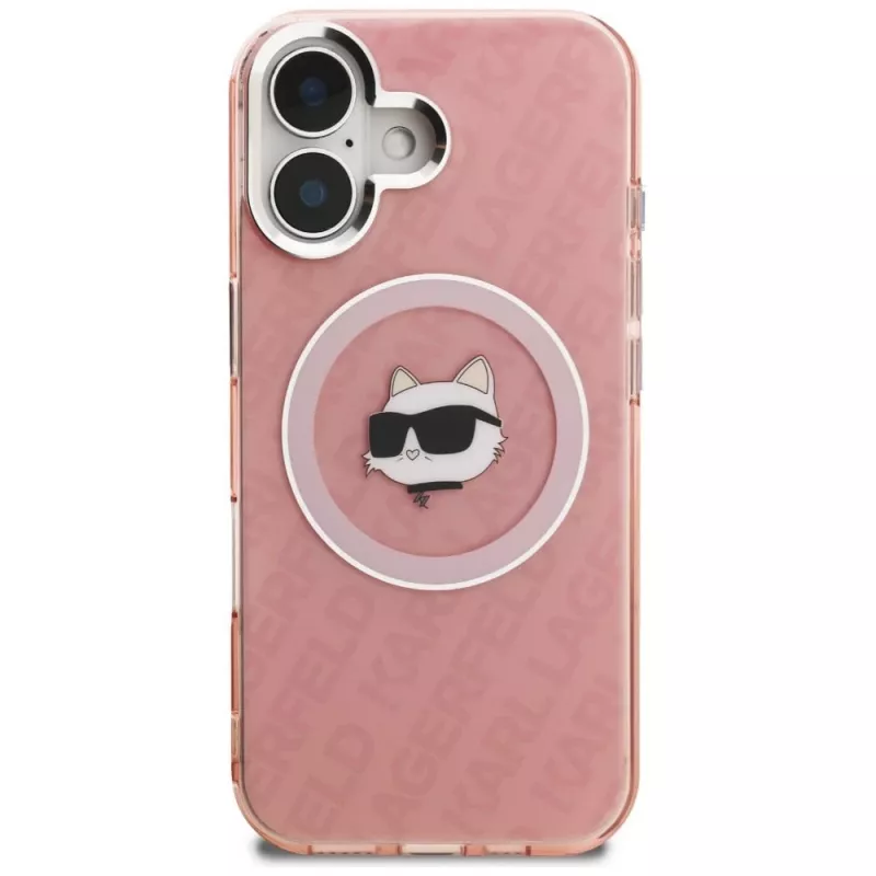 Karl Lagerfeld IML Choupette Head Logo MagSafe Case voor Apple iPhone 16, roze