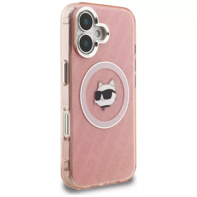 Karl Lagerfeld IML Choupette Head Logo MagSafe Case voor Apple iPhone 16, roze