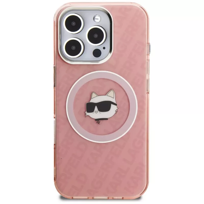 Karl Lagerfeld IML Choupette Head Logo MagSafe Case voor Apple iPhone 16 Pro Max, roze
