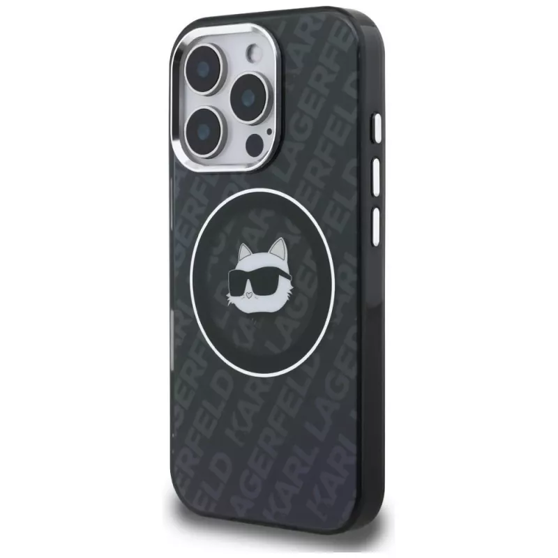 Karl Lagerfeld IML Choupette Head Logo MagSafe Case voor iPhone 16 Pro, zwart