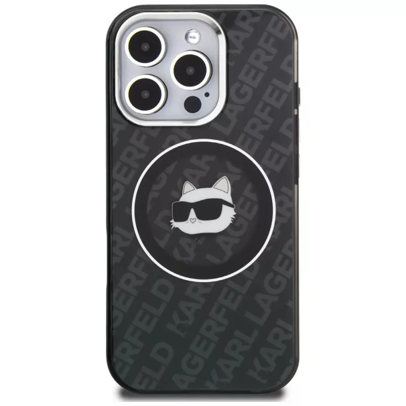 Karl Lagerfeld IML Choupette Head Logo MagSafe Case voor iPhone 16 Pro, zwart