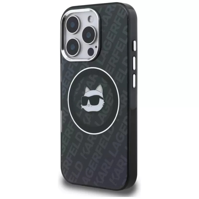 KARL LAGERFELD IML Choupette Head Logo MagSafe Case voor Apple iPhone 16 Pro Max, zwart