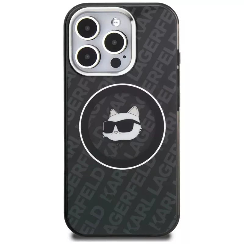 KARL LAGERFELD IML Choupette Head Logo MagSafe Case voor Apple iPhone 16 Pro Max, zwart