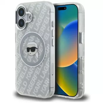 Karl Lagerfeld IML Karl Head Logo MagSafe Case voor iPhone 16, grijs