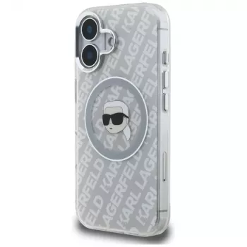 Karl Lagerfeld IML Karl Head Logo MagSafe Case voor iPhone 16, grijs