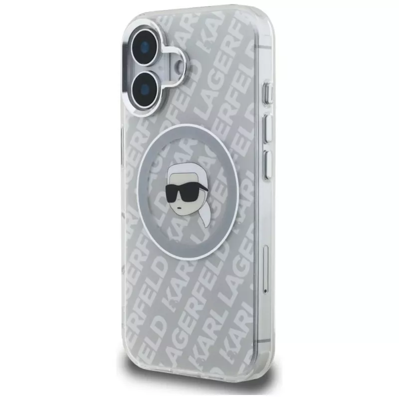 Karl Lagerfeld IML Karl Head Logo MagSafe Case voor iPhone 16, grijs