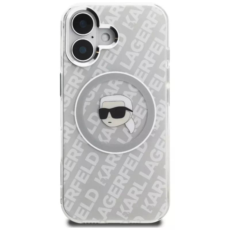 Karl Lagerfeld IML Karl Head Logo MagSafe Case voor iPhone 16, grijs
