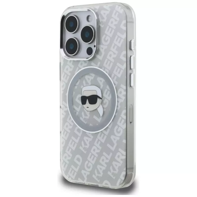 KARL LAGERFELD IML Karl Head Logo MagSafe Case voor Apple iPhone 16 Pro, grijs