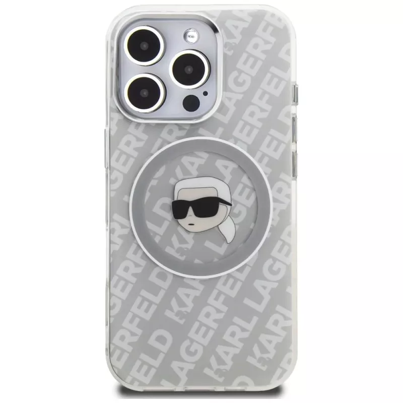 KARL LAGERFELD IML Karl Head Logo MagSafe Case voor Apple iPhone 16 Pro, grijs