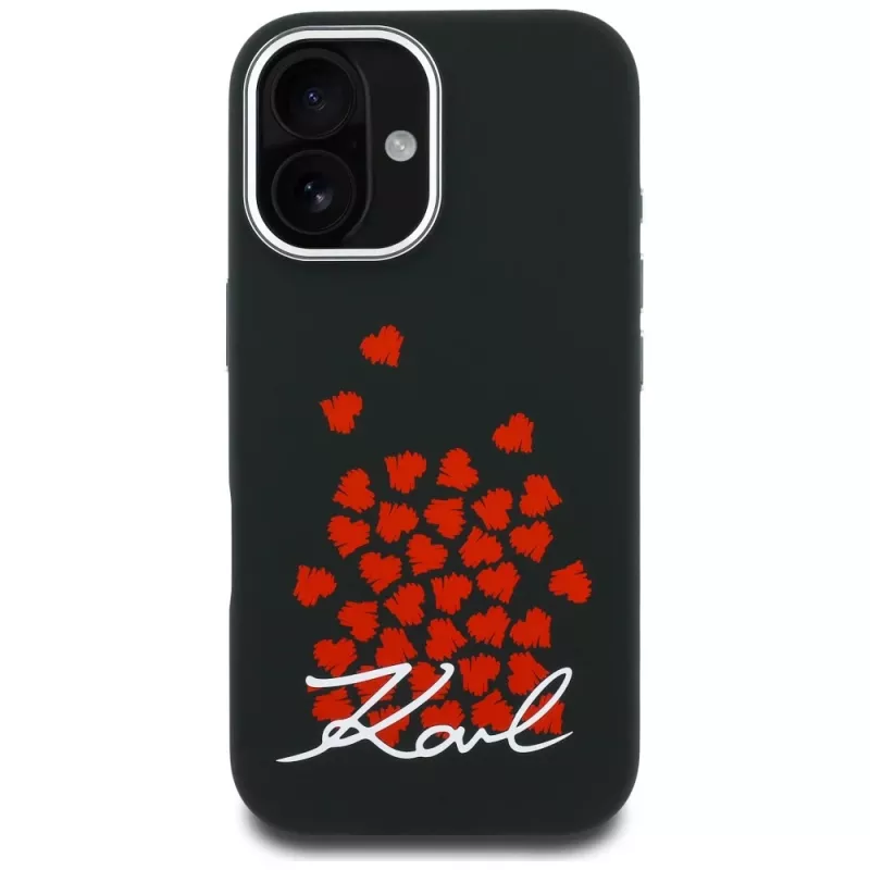KARL LAGERFELD Silicone Heart SignLogo MagSafe Case voor Apple iPhone 16 - zwart