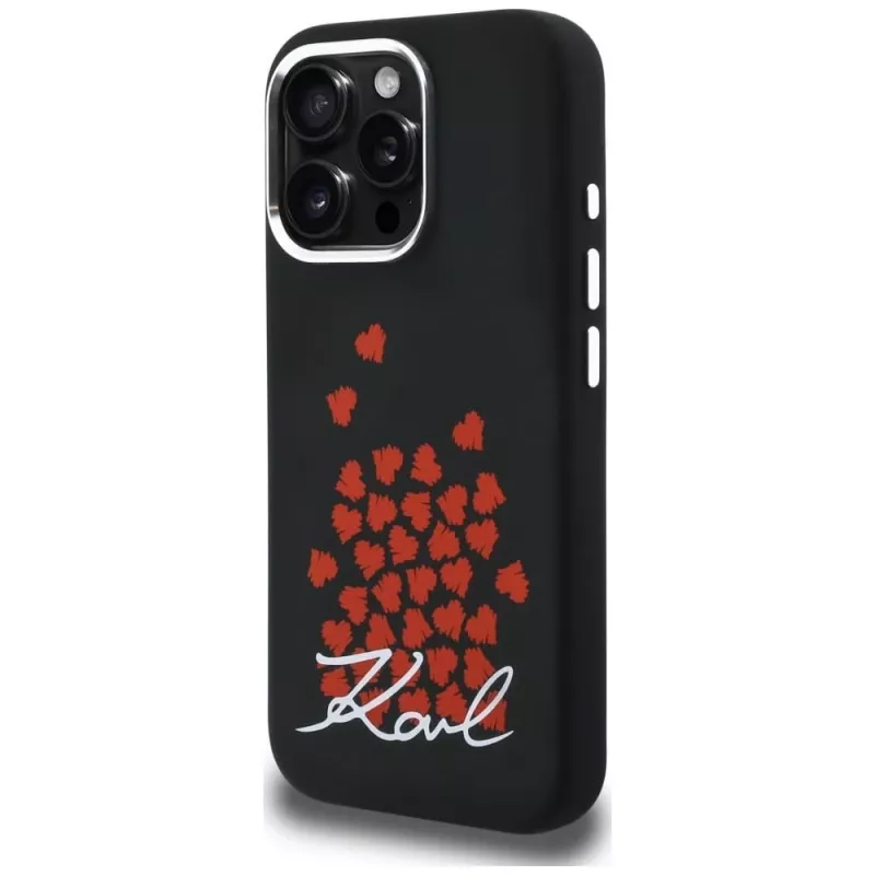 Karl Lagerfeld Silicone Heart SignLogo MagSafe Case voor iPhone 16 Pro Max zwart