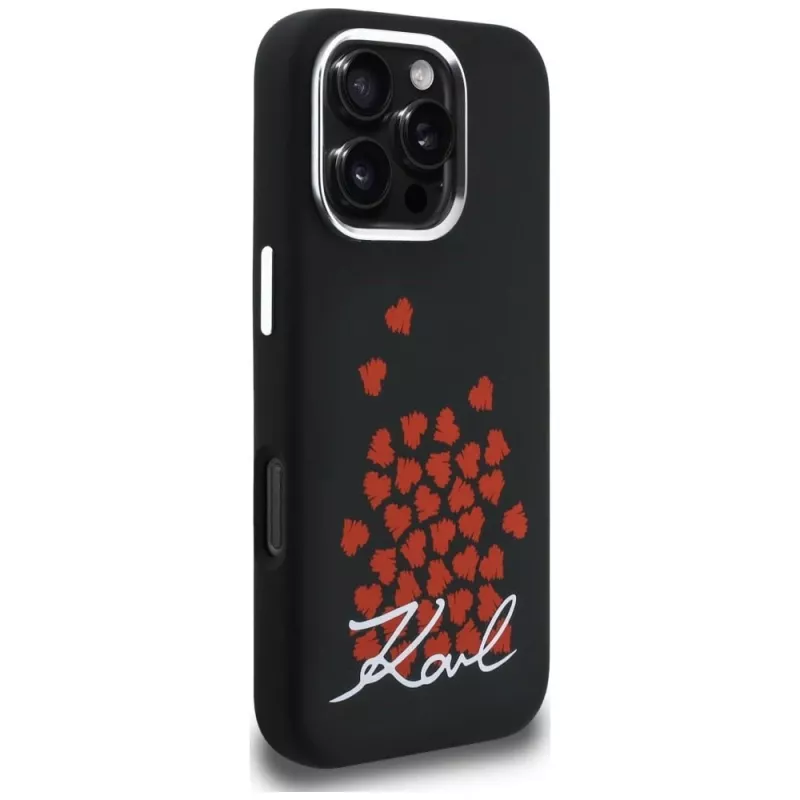 Karl Lagerfeld Silicone Heart SignLogo MagSafe Case voor iPhone 16 Pro Max zwart