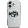 Karl Lagerfeld IML Glitter Karl & Choupette Sketch Logo MagSafe Case voor iPhone 16, transparant