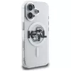 Karl Lagerfeld IML Glitter Karl & Choupette Sketch Logo MagSafe Case voor iPhone 16, transparant