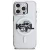 KARL LAGERFELD IML Glitter Karl & Choupette Sketch Logo MagSafe Case voor iPhone 16 Pro, transparant
