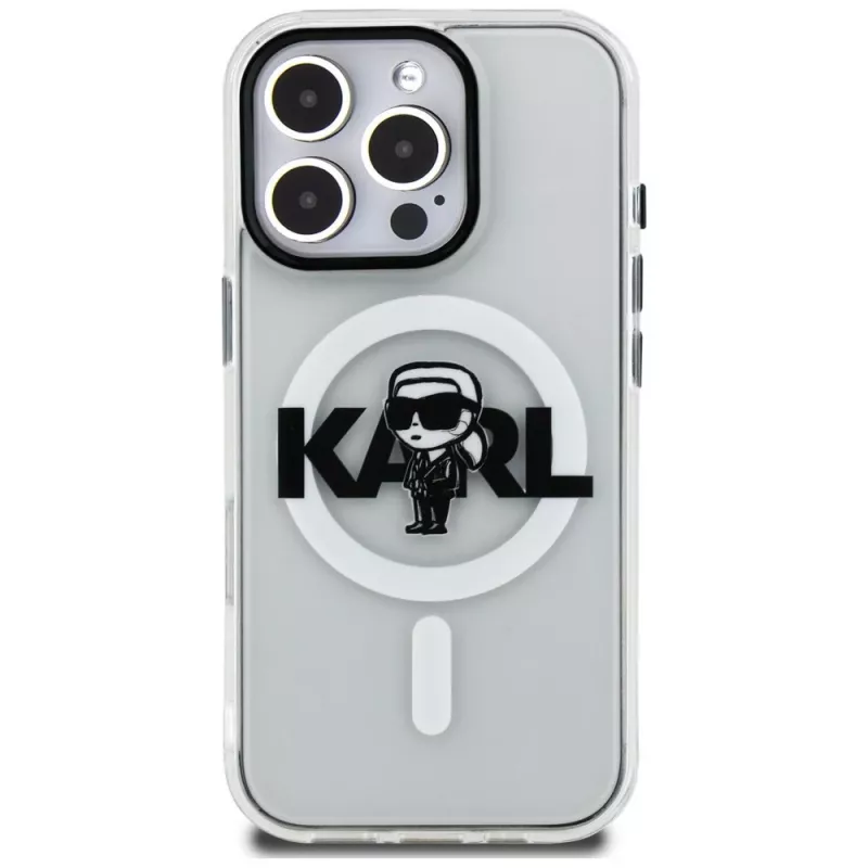 KARL LAGERFELD IML Karl Sketch Logo MagSafe Case voor Apple iPhone 16 Pro, transparant