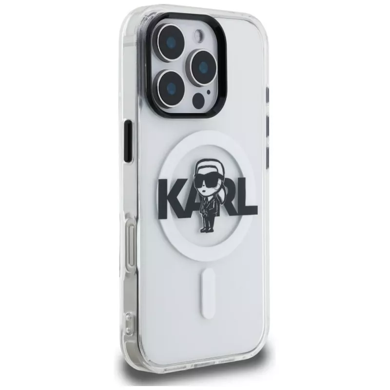 KARL LAGERFELD IML Karl Sketch Logo MagSafe Case voor Apple iPhone 16 Pro, transparant