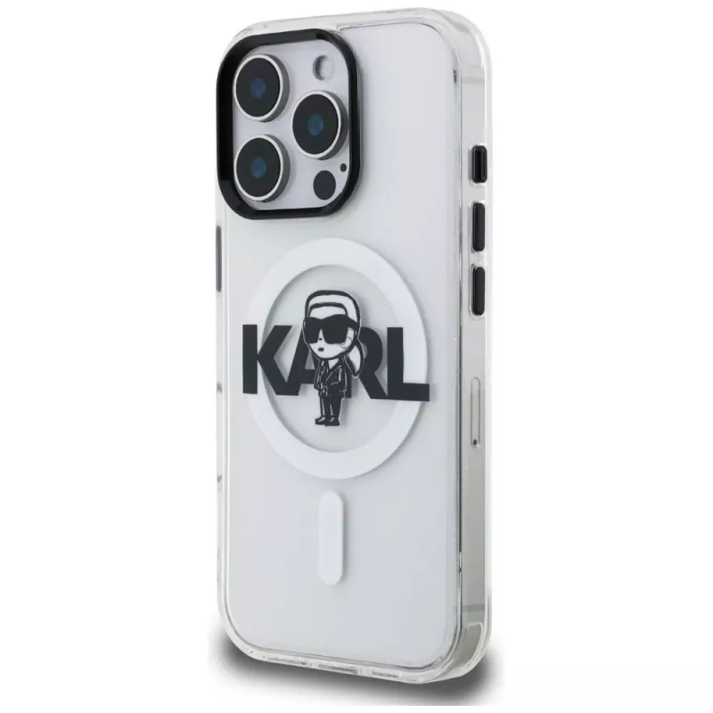 Karl Lagerfeld IML Karl Sketch Logo MagSafe Case voor iPhone 16 Pro Max, transparant