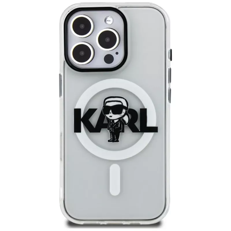 Karl Lagerfeld IML Karl Sketch Logo MagSafe Case voor iPhone 16 Pro Max, transparant