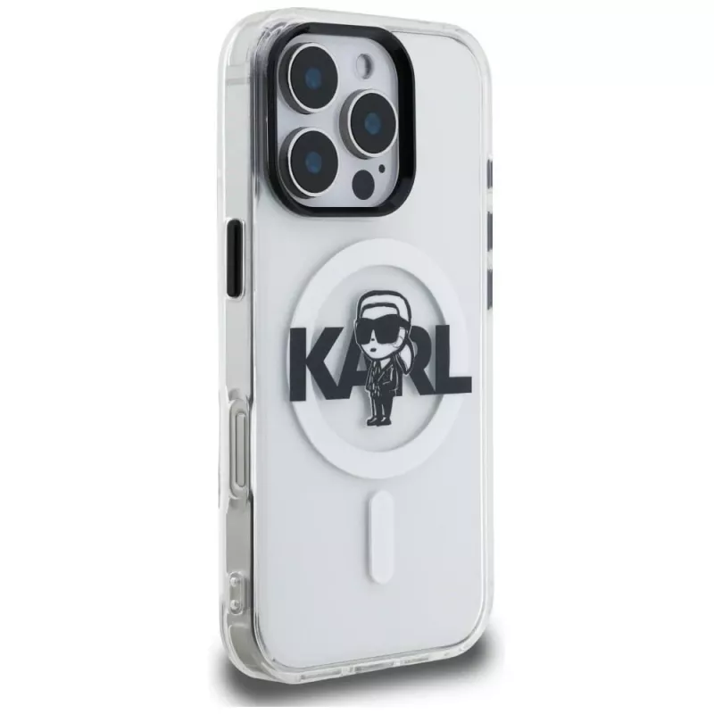 Karl Lagerfeld IML Karl Sketch Logo MagSafe Case voor iPhone 16 Pro Max, transparant