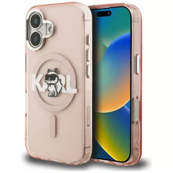 KARL LAGERFELD IML Choupette Sketch Logo MagSafe Case voor iPhone 16 roze
