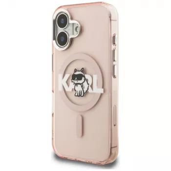 KARL LAGERFELD IML Choupette Sketch Logo MagSafe Case voor iPhone 16 roze