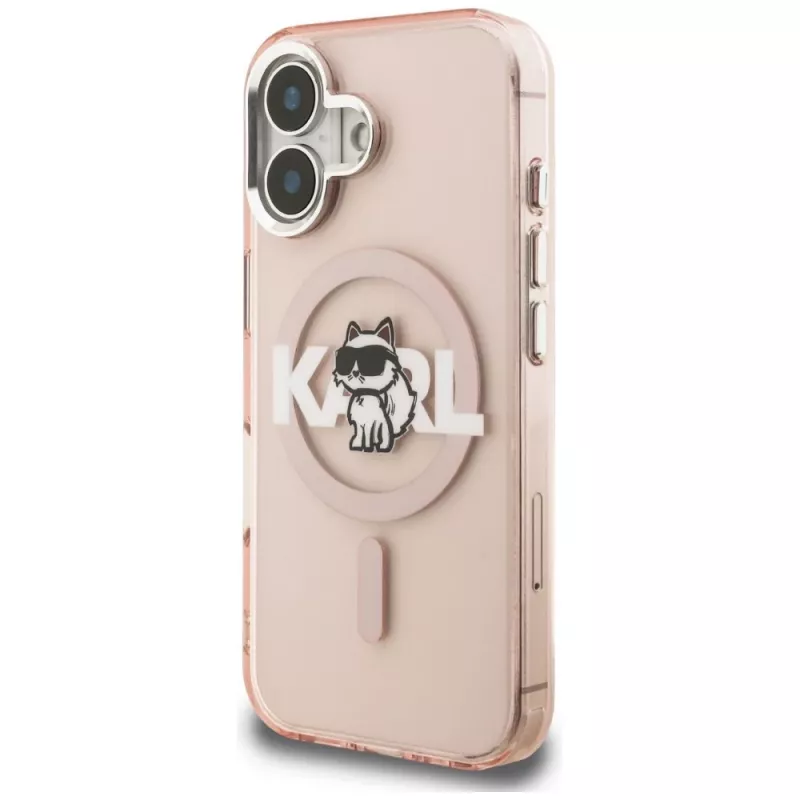 KARL LAGERFELD IML Choupette Sketch Logo MagSafe Case voor iPhone 16 roze