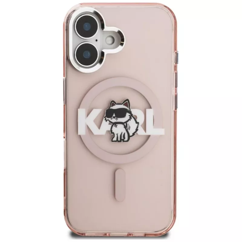 KARL LAGERFELD IML Choupette Sketch Logo MagSafe Case voor iPhone 16 roze