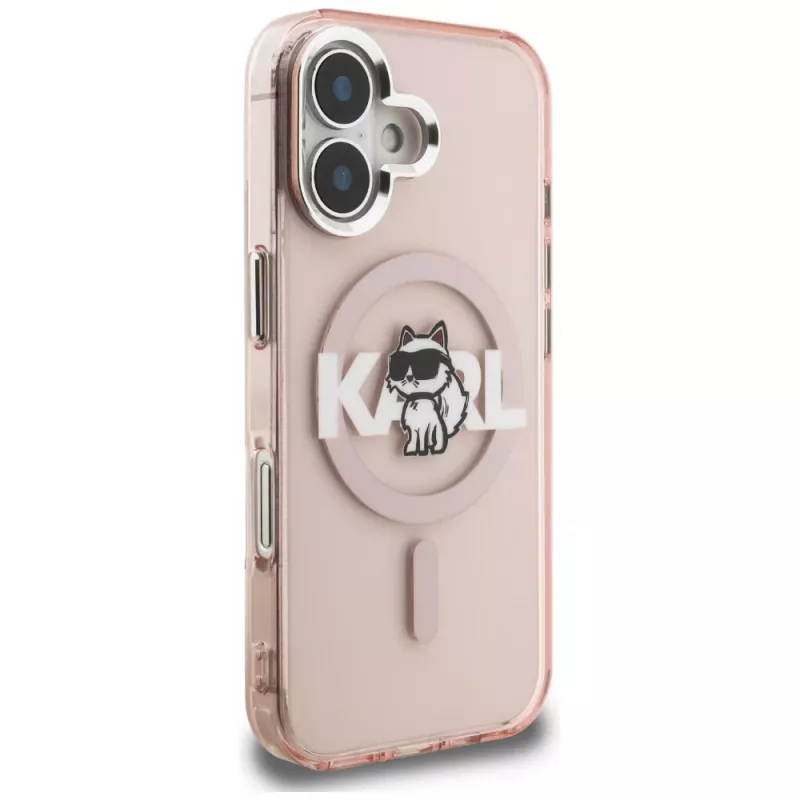 KARL LAGERFELD IML Choupette Sketch Logo MagSafe Case voor iPhone 16 roze