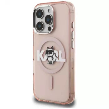 Karl Lagerfeld IML Choupette Sketch Logo MagSafe Case voor iPhone 16 Pro roze