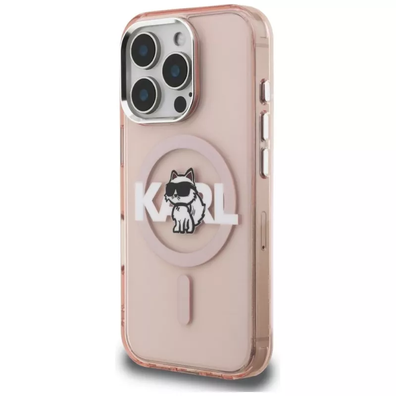 Karl Lagerfeld IML Choupette Sketch Logo MagSafe Case voor iPhone 16 Pro roze