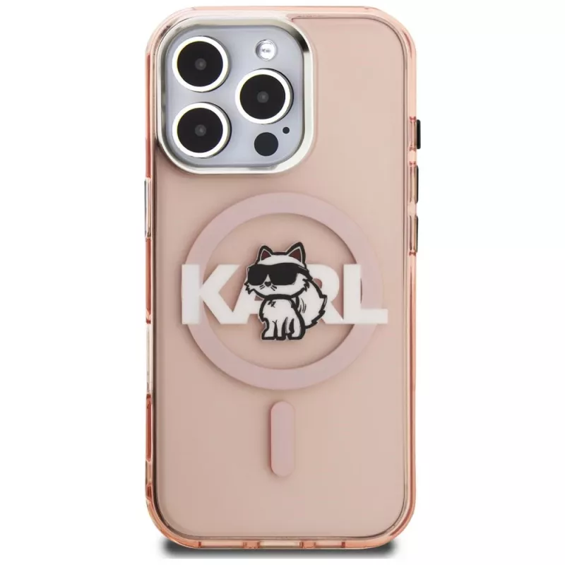 Karl Lagerfeld IML Choupette Sketch Logo MagSafe Case voor iPhone 16 Pro roze