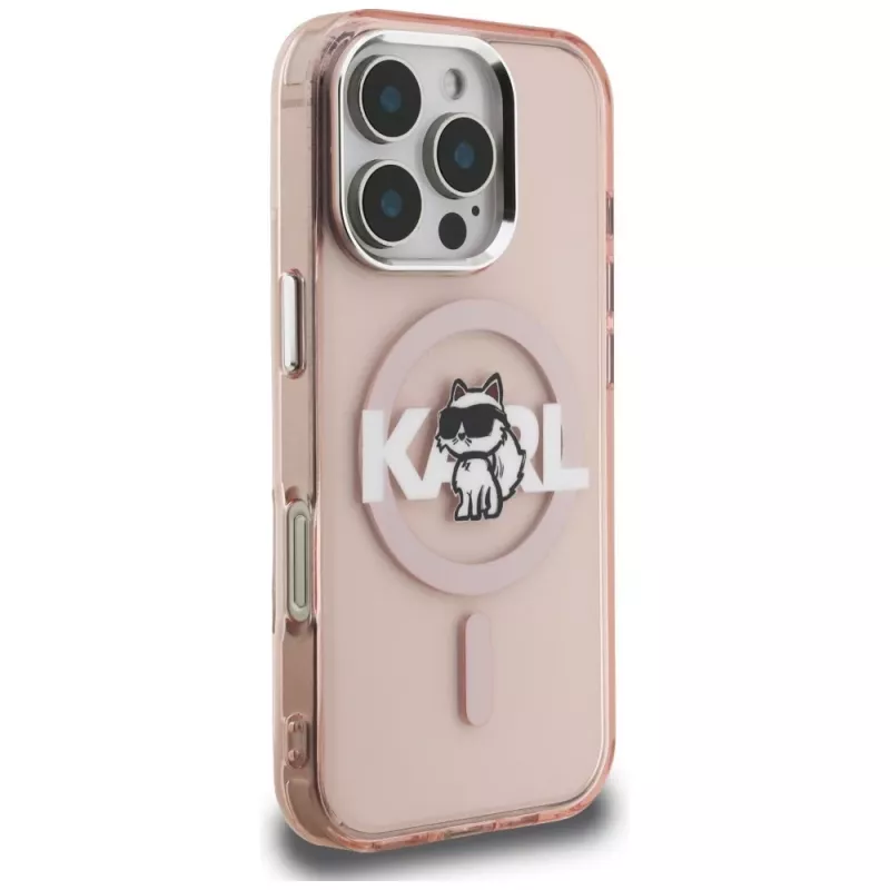 Karl Lagerfeld IML Choupette Sketch Logo MagSafe Case voor iPhone 16 Pro roze