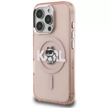Karl Lagerfeld IML Choupette Sketch Logo MagSafe Case voor iPhone 16 Pro Max, roze