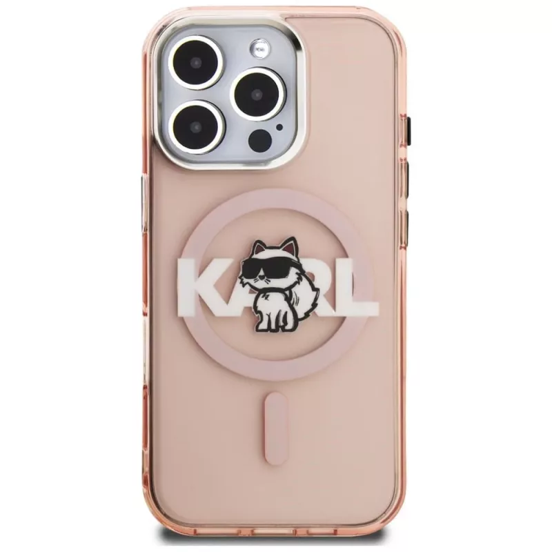 Karl Lagerfeld IML Choupette Sketch Logo MagSafe Case voor iPhone 16 Pro Max, roze