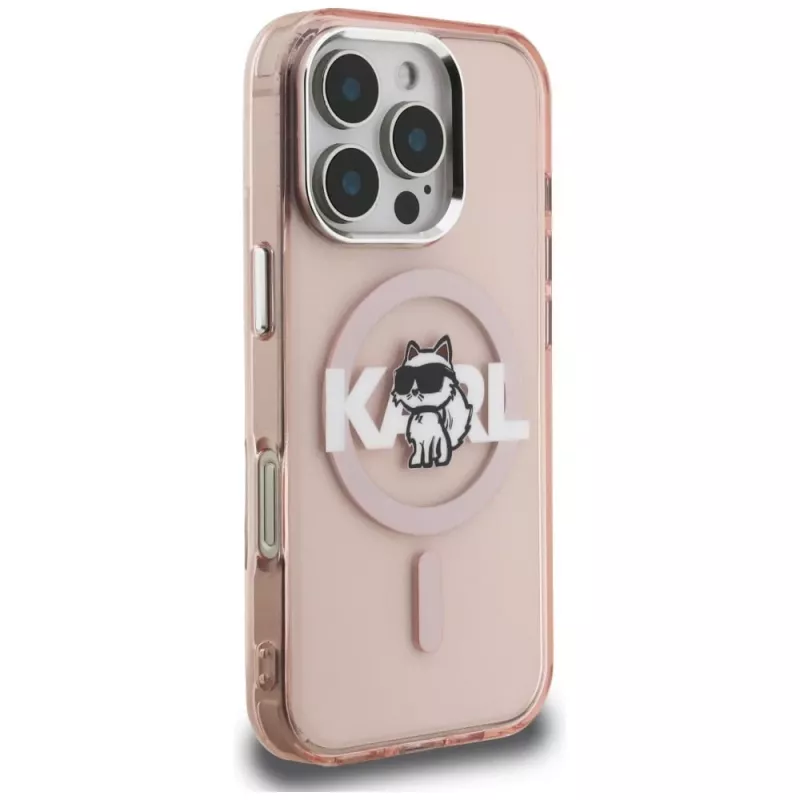 Karl Lagerfeld IML Choupette Sketch Logo MagSafe Case voor iPhone 16 Pro Max, roze