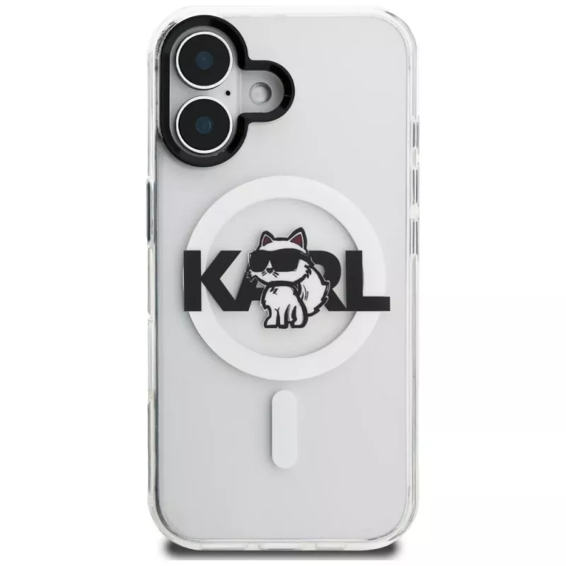 Karl Lagerfeld IML Choupette Sketch Logo MagSafe Case voor iPhone 16, transparant