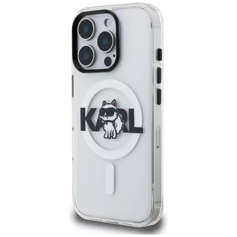 Karl Lagerfeld IML Choupette Sketch Logo MagSafe Case voor iPhone 16 Pro, transparant