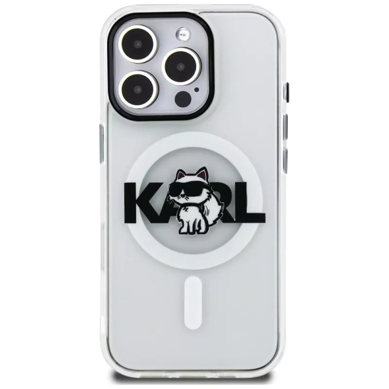 Karl Lagerfeld IML Choupette Sketch Logo MagSafe Case voor iPhone 16 Pro, transparant